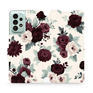 Flip pouzdro na mobil Samsung Galaxy A33 5G - Mobiwear VB31S, růže se šalvějí na krémové