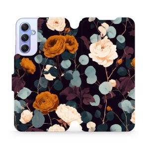Flip pouzdro na mobil Samsung Galaxy A34 5G - Mobiwear VB25S, rezavé růže v noci
