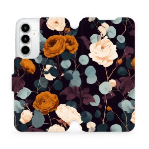 Flip pouzdro na mobil Samsung Galaxy A35 5G - Mobiwear VB25S, rezavé růže v noci
