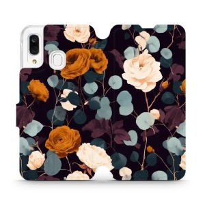 Flip pouzdro na mobil Samsung Galaxy A40 - Mobiwear VB25S, rezavé růže v noci