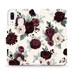 Flip pouzdro na mobil Samsung Galaxy A40 - Mobiwear VB31S, růže se šalvějí na krémové