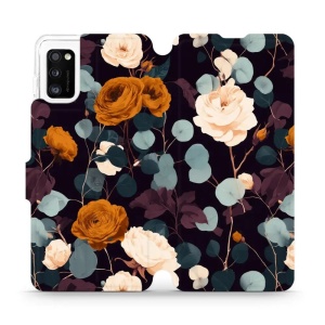 Flip pouzdro na mobil Samsung Galaxy A41 - Mobiwear VB25S, rezavé růže v noci