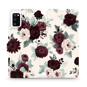Flip pouzdro na mobil Samsung Galaxy A41 - Mobiwear VB31S, růže se šalvějí na krémové