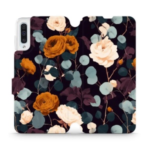 Flip pouzdro na mobil Samsung Galaxy A50 - Mobiwear VB25S, rezavé růže v noci