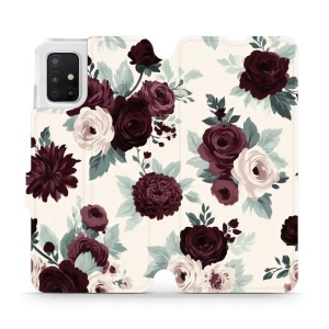 Flip pouzdro na mobil Samsung Galaxy A51 - Mobiwear VB31S, růže se šalvějí na krémové