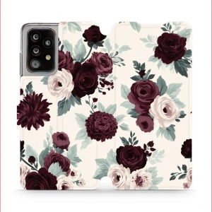 Flip pouzdro na mobil Samsung Galaxy A52 / Galaxy A52S 5G - Mobiwear VB31S, růže se šalvějí na krémové