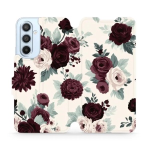 Flip pouzdro na mobil Samsung Galaxy A54 - Mobiwear VB31S, růže se šalvějí na krémové