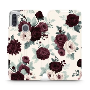 Flip pouzdro na mobil Samsung Galaxy M11 - Mobiwear VB31S, růže se šalvějí na krémové