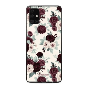 Lesklý kryt na mobil Samsung Galaxy M31s - Mobiwear Glossy GB31G, růže se šalvějí na krémové