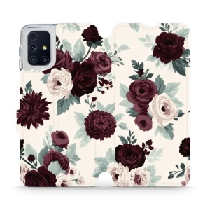 Flip pouzdro na mobil Samsung Galaxy M31s - Mobiwear VB31S, růže se šalvějí na krémové