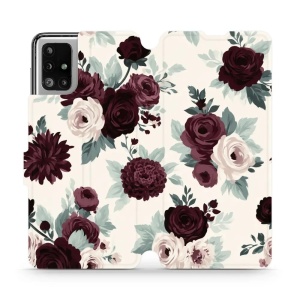 Flip pouzdro na mobil Samsung Galaxy M51 - Mobiwear VB31S, růže se šalvějí na krémové