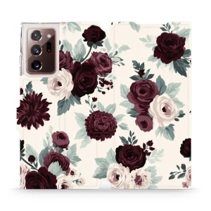Flip pouzdro na mobil Samsung Galaxy Note 20 Ultra - Mobiwear VB31S, růže se šalvějí na krémové