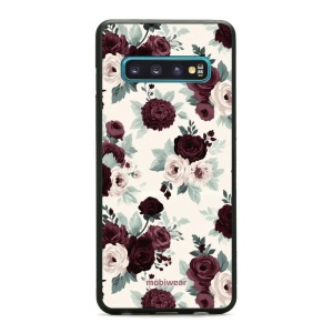 Lesklý kryt na mobil Samsung Galaxy S10 - Mobiwear Glossy GB31G, růže se šalvějí na krémové