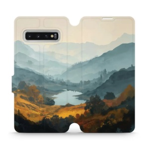 Flip pouzdro na mobil Samsung Galaxy S10 - Mobiwear VB36S, jezero v údolí