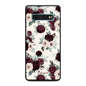Lesklý kryt na mobil Samsung Galaxy S10 Plus - Mobiwear Glossy GB31G, růže se šalvějí na krémové