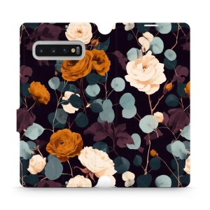 Flip pouzdro na mobil Samsung Galaxy S10 Plus - Mobiwear VB25S, rezavé růže v noci