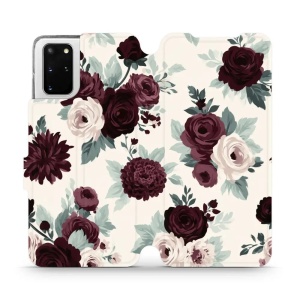 Flip pouzdro na mobil Samsung Galaxy S20 Plus - Mobiwear VB31S, růže se šalvějí na krémové