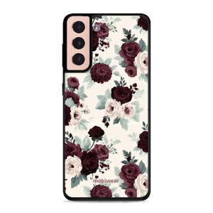 Lesklý kryt na mobil Samsung Galaxy S21 - Mobiwear Glossy GB31G, růže se šalvějí na krémové