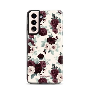 Odolný kryt na mobil Samsung Galaxy S21 - Mobiwear Elite Pro EB31E, růže se šalvějí na krémové