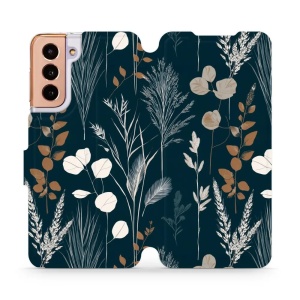 Flip pouzdro na mobil Samsung Galaxy S21 - Mobiwear VB27S, trávy na sytě tyrkysové