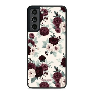 Lesklý kryt na mobil Samsung Galaxy S21 FE - Mobiwear Glossy GB31G, růže se šalvějí na krémové