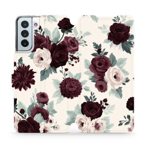 Flip pouzdro na mobil Samsung Galaxy S21 Plus - Mobiwear VB31S, růže se šalvějí na krémové