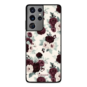 Lesklý kryt na mobil Samsung Galaxy S21 Ultra - Mobiwear Glossy GB31G, růže se šalvějí na krémové