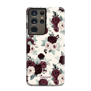 Odolný kryt na mobil Samsung Galaxy S21 Ultra - Mobiwear Elite Pro EB31E, růže se šalvějí na krémové