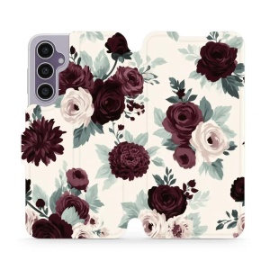 Flip pouzdro na mobil Samsung Galaxy S23 FE - Mobiwear VB31S, růže se šalvějí na krémové