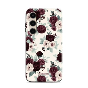Odolný kryt na mobil Samsung Galaxy S24 - Mobiwear Elite Pro EB31E, růže se šalvějí na krémové