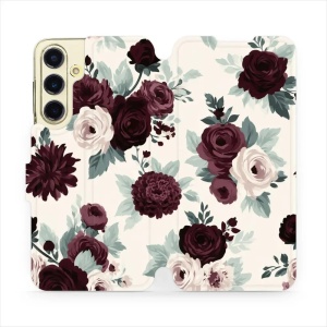Flip pouzdro na mobil Samsung Galaxy S24 FE - Mobiwear VB31S, růže se šalvějí na krémové