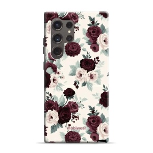 Odolný kryt na mobil Samsung Galaxy S24 Ultra - Mobiwear Elite Pro EB31E, růže se šalvějí na krémové