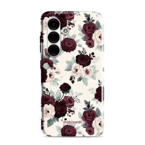Odolný kryt na mobil Samsung Galaxy S25 - Mobiwear Elite Pro EB31E, růže se šalvějí na krémové