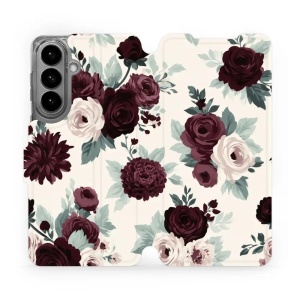 Flip pouzdro na mobil Samsung Galaxy S26 Plus - Mobiwear VB31S, růže se šalvějí na krémové