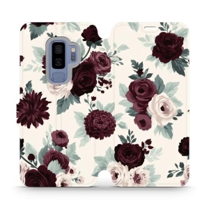 Flip pouzdro na mobil Samsung Galaxy S9 Plus - Mobiwear VB31S, růže se šalvějí na krémové