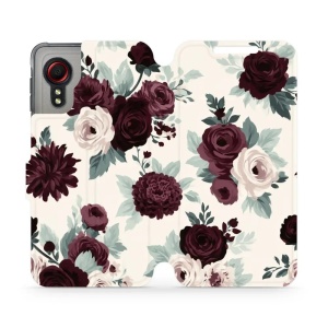 Flip pouzdro na mobil Samsung Galaxy Xcover 5 - Mobiwear VB31S, růže se šalvějí na krémové