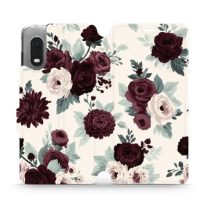 Flip pouzdro na mobil Samsung Galaxy Xcover Pro - Mobiwear VB31S, růže se šalvějí na krémové