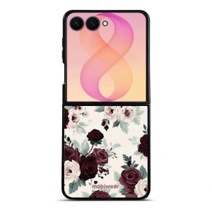 Lesklý kryt na mobil Samsung Galaxy Z Flip8 - Mobiwear Glossy GB31G, růže se šalvějí na krémové