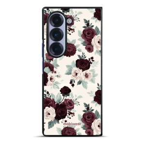 Lesklý kryt na mobil Samsung Galaxy Z Fold6 - Mobiwear Glossy GB31G, růže se šalvějí na krémové
