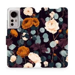 Flip pouzdro na mobil Xiaomi 12 / 12X - Mobiwear VB25S, rezavé růže v noci