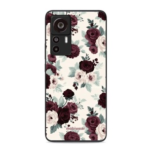 Lesklý kryt na mobil Xiaomi 12T / 12T Pro - Mobiwear Glossy GB31G, růže se šalvějí na krémové