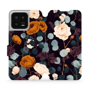 Flip pouzdro na mobil Xiaomi 13 - Mobiwear VB25S, rezavé růže v noci