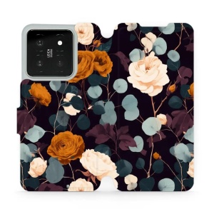 Flip pouzdro na mobil Xiaomi 14 - Mobiwear VB25S, rezavé růže v noci