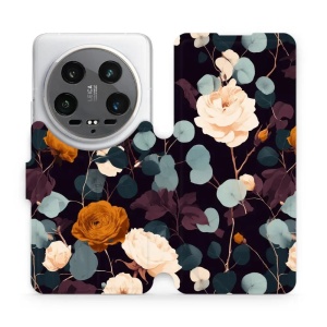 Flip pouzdro na mobil Xiaomi 14 Ultra 5G - Mobiwear VB25S, rezavé růže v noci