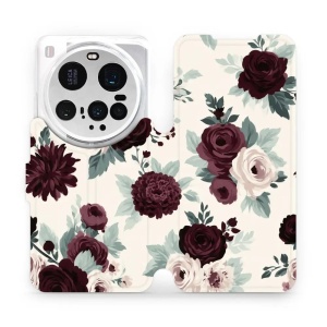Flip pouzdro na mobil Xiaomi 15 Ultra - Mobiwear VB31S, růže se šalvějí na krémové