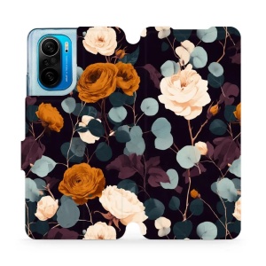 Flip pouzdro na mobil Xiaomi POCO F3 - Mobiwear VB25S, rezavé růže v noci