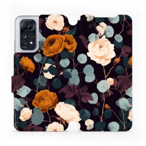 Flip pouzdro na mobil Xiaomi Redmi Note 11 / Redmi Note 11S / POCO M4 Pro 4G - Mobiwear VB25S, rezavé růže v noci