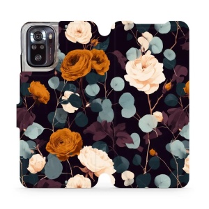 Flip pouzdro na mobil Xiaomi Redmi Note 10 / Redmi Note 10s / POCO M5s - Mobiwear VB25S, rezavé růže v noci