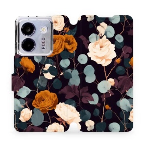 Flip pouzdro na mobil Xiaomi Redmi Note 14 5G / POCO M7 Pro 5G - Mobiwear VB25S, rezavé růže v noci