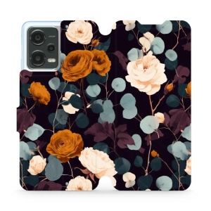 Flip pouzdro na mobil Xiaomi Redmi Note 12 5G / POCO X5 5G - Mobiwear VB25S, rezavé růže v noci